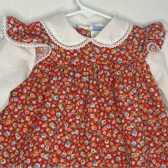 Vintage Baby Girl Prairie Cottage Core Dress Floral Lace 70s-80s ✔️Size - Picture 3 of 15